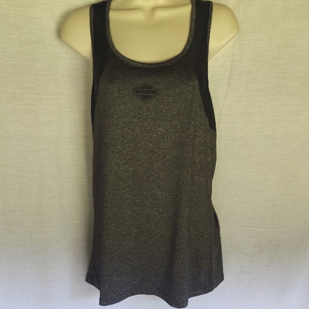 Harley-Davidson Gray and Black Sleeveless Tank Top